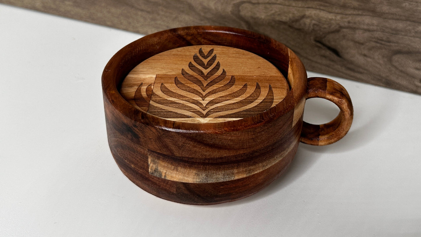 Latte Art Coffee Coasters Set /// Handmade