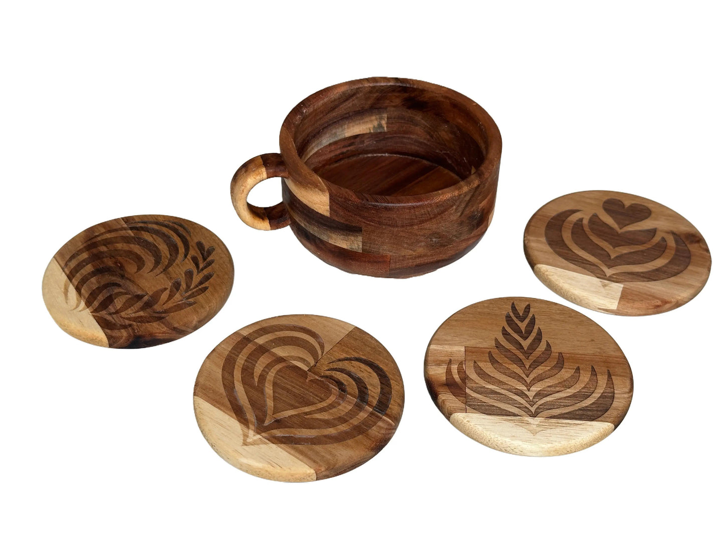 Latte Art Coffee Coasters Set /// Handmade